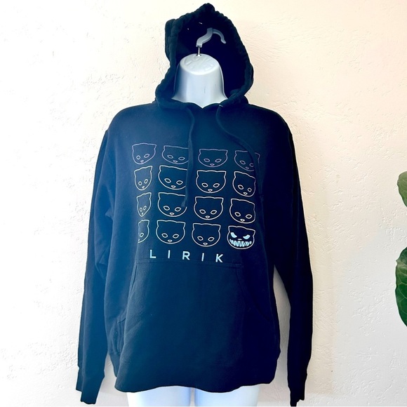 LIRIK Design by Humans Black Cat Face Hoodie Size Small - Picture 2 of 11